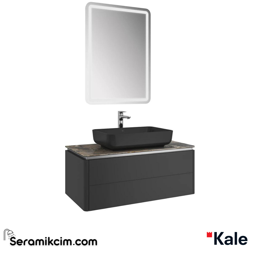 Kale Banyo Lotus 100Cm Dikdörtgen Çanak Lvb+Ayna Set Mat Siyah/Astroıd Tezgah - 610100201425