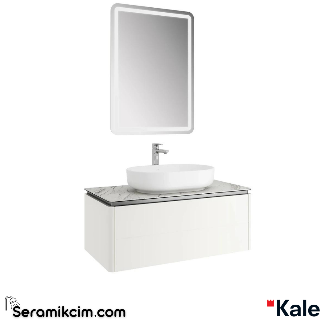 Kale Banyo Lotus 100Cm Oval Çanak Lvb+Ayna Set Mat Beyaz/Pallısandro Tezgah - 610100201427