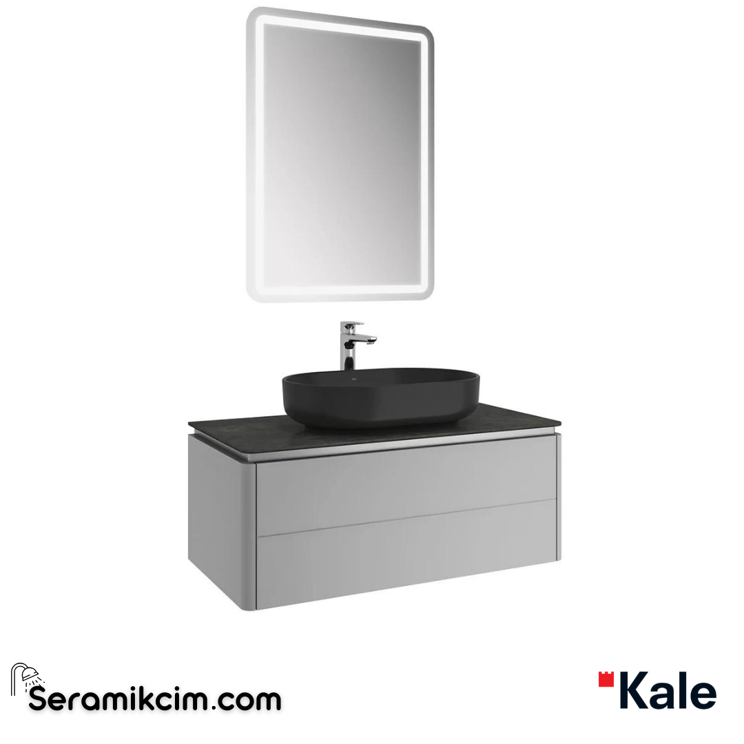 Kale Banyo Lotus 100Cm Oval Çanak Lvb+Ayna Set Mat Gri/Antrasit Tezgah - 610100201428