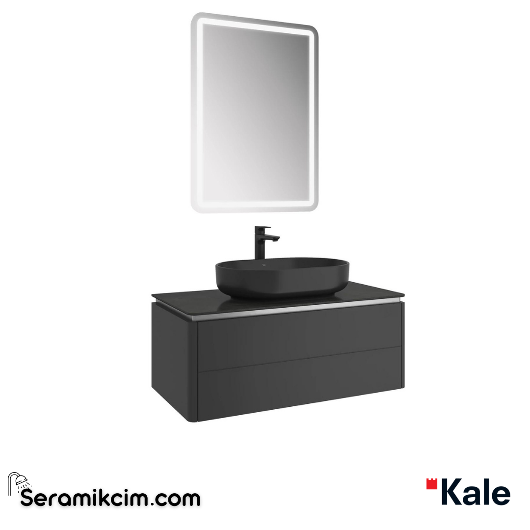 Kale Banyo Lotus 100Cm Oval Çanak Lvb+Ayna Set Mat Siyah/Antrasit Tezgah - 610100201430