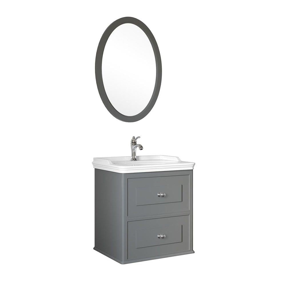 Kale Banyo Mıro 65 Cm Set (Lavabo Dolabı+Ayna) Mat Gri - 610100200135