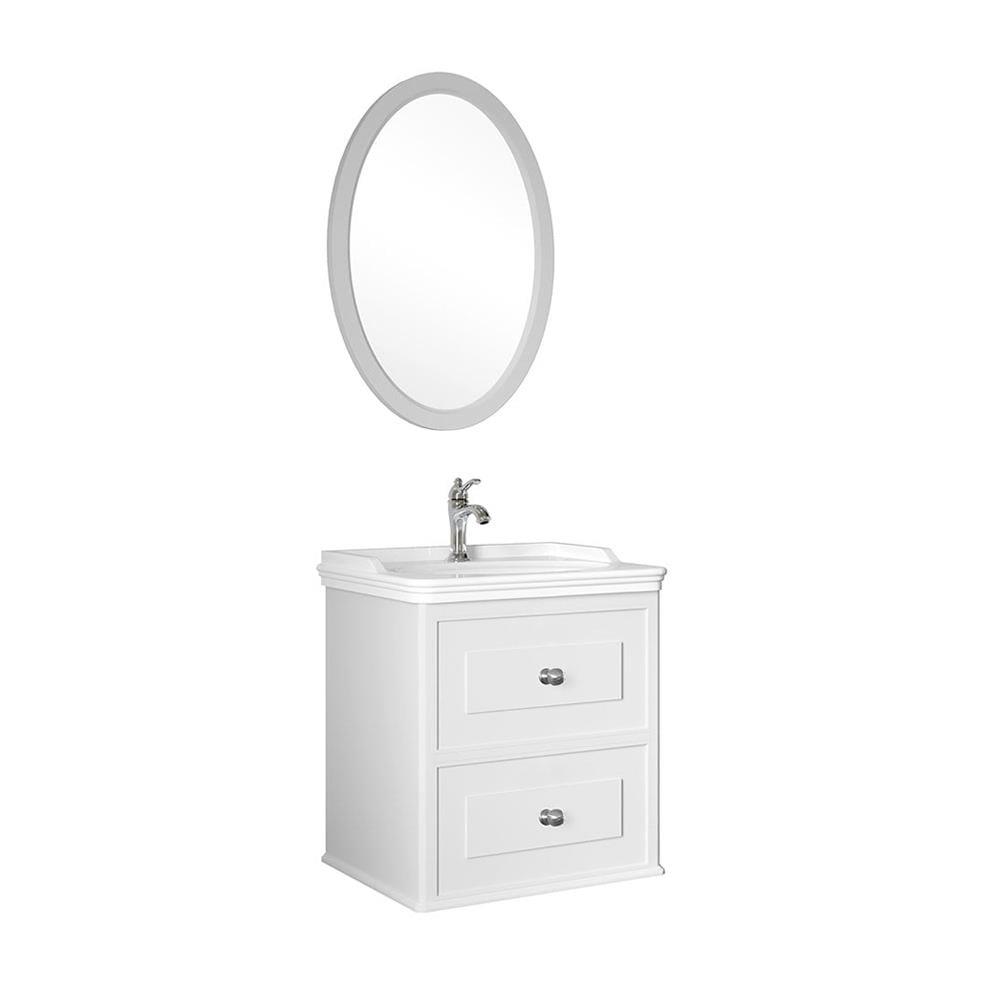 Kale Banyo Mıro 65 Cm Set (Lavabo Dolabı+Ayna) Mat Beyaz - 610100200134