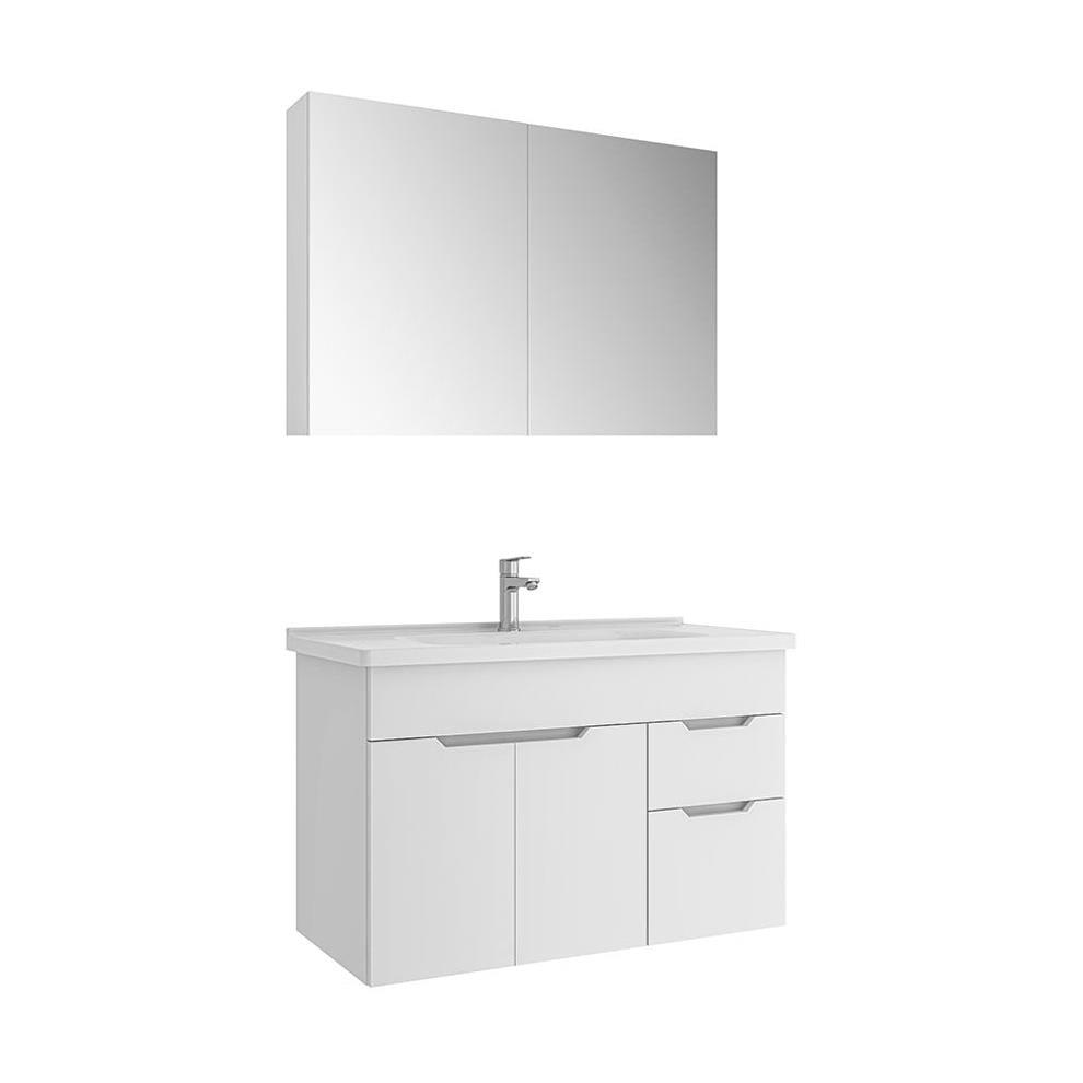 Kale Banyo Stora 100Cm Set Parlak Beyaz (Lavabo+Lavabo Dolabı+Aydınlatmasız Ayna Dolabı) - 610100200916