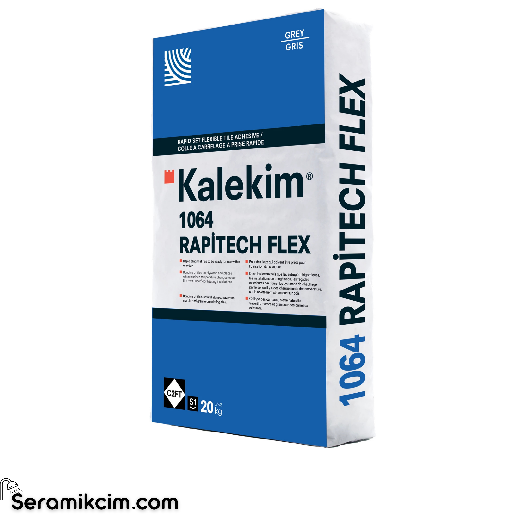 Kalekim 1064 Rapitech Flex Hızlı Priz Alan Seramik Yapıştırma Harcı Gri 20 kg C2FT S1