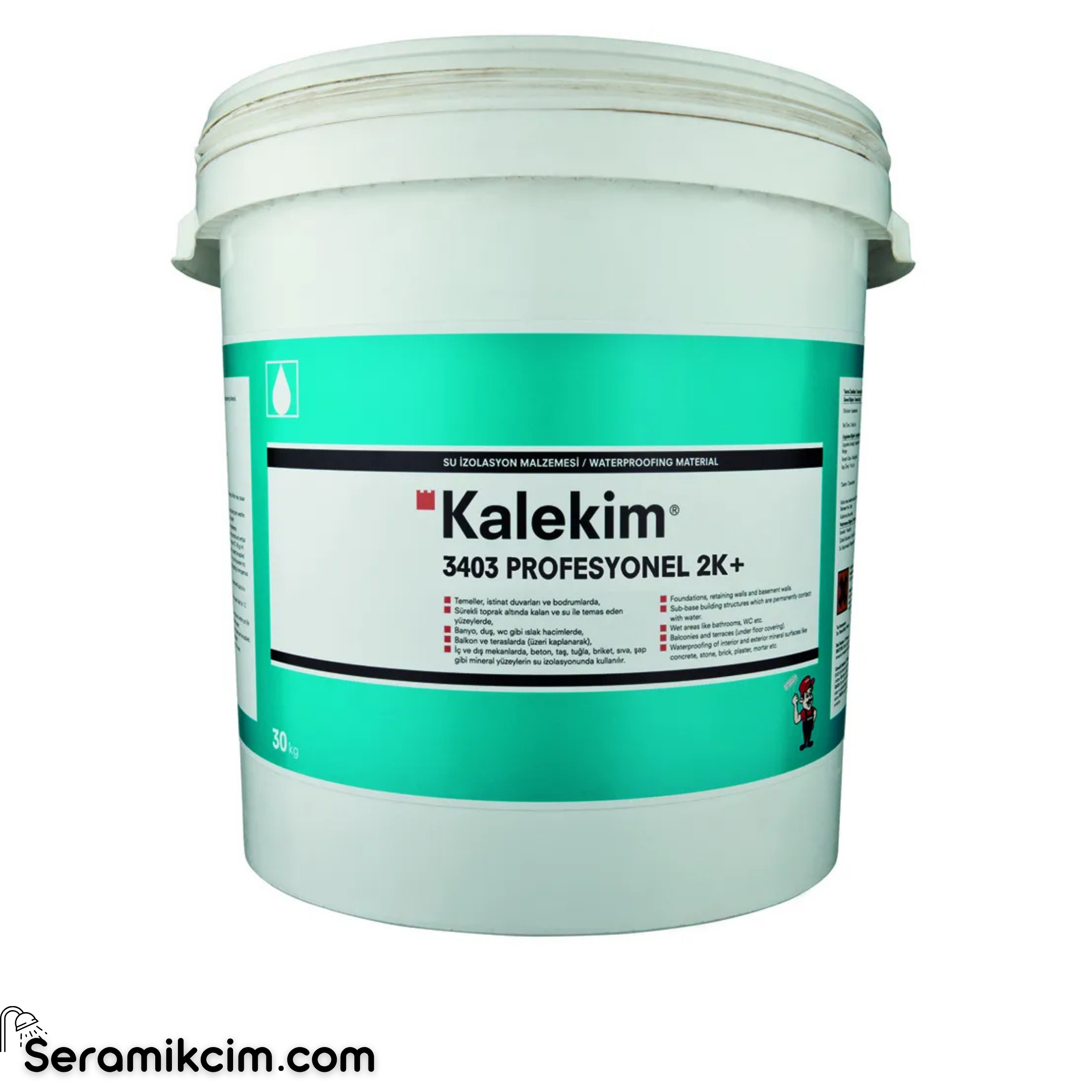 Kalekim 3403 Profesyonel 2K+ - Çift Bileşenli Elyaf Katkılı Bitüm-Kauçuk Su Ylt. Malz. 24 kg + 8 kg