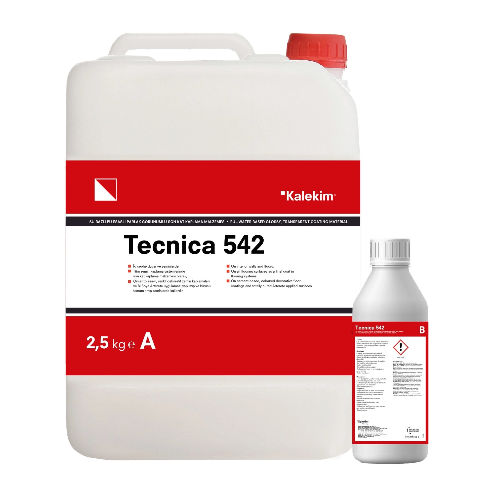 Kalekim Tecnica 542 Su bazlı PU Esaslı Parlak Görünümlü Son Kat Kaplama Malzemesi A+B 3 kg 690000739
