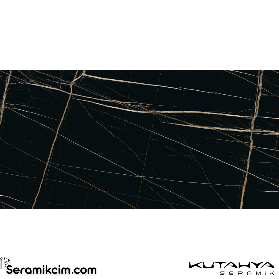 Kütahya Seramik 120x240 Nox Siyah Kristal Rektifiye Parlak Nano