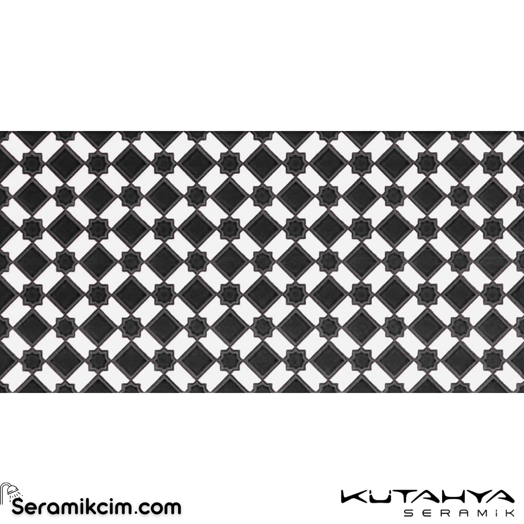 Kütahya Seramik 30x60 Duru Siyah Dekor