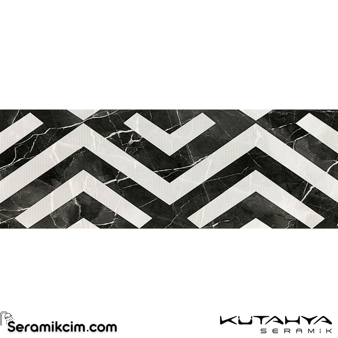 Kütahya Seramik 30x85 Dragon idea Siyah Beyaz Dekor Rektifiye