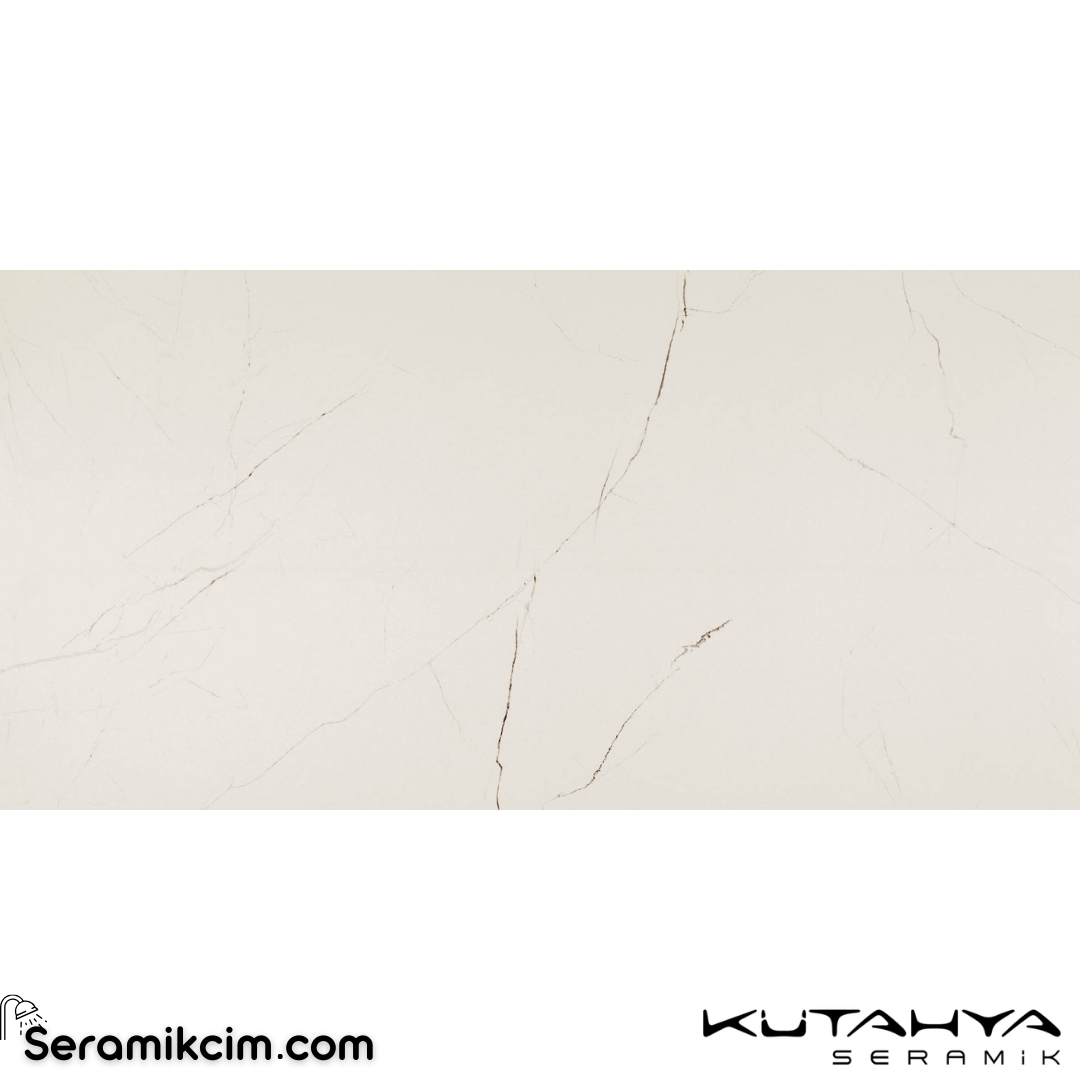 Kütahya Seramik 60x120 Barbados Beyaz Rektifiye Parlak Nano