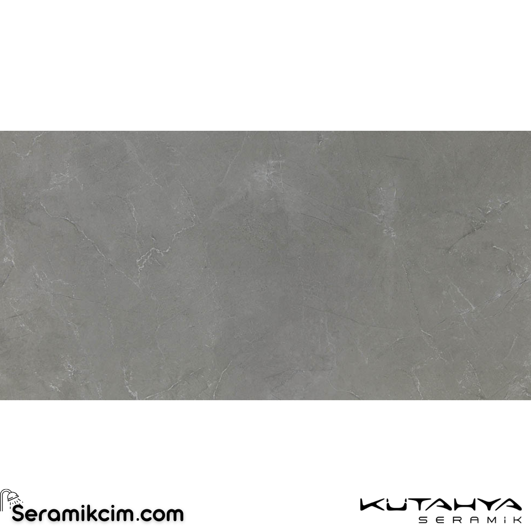 Kütahya Seramik 60x120 Pulpis Prime Koyu Gri Rektifiye Parlak Nano