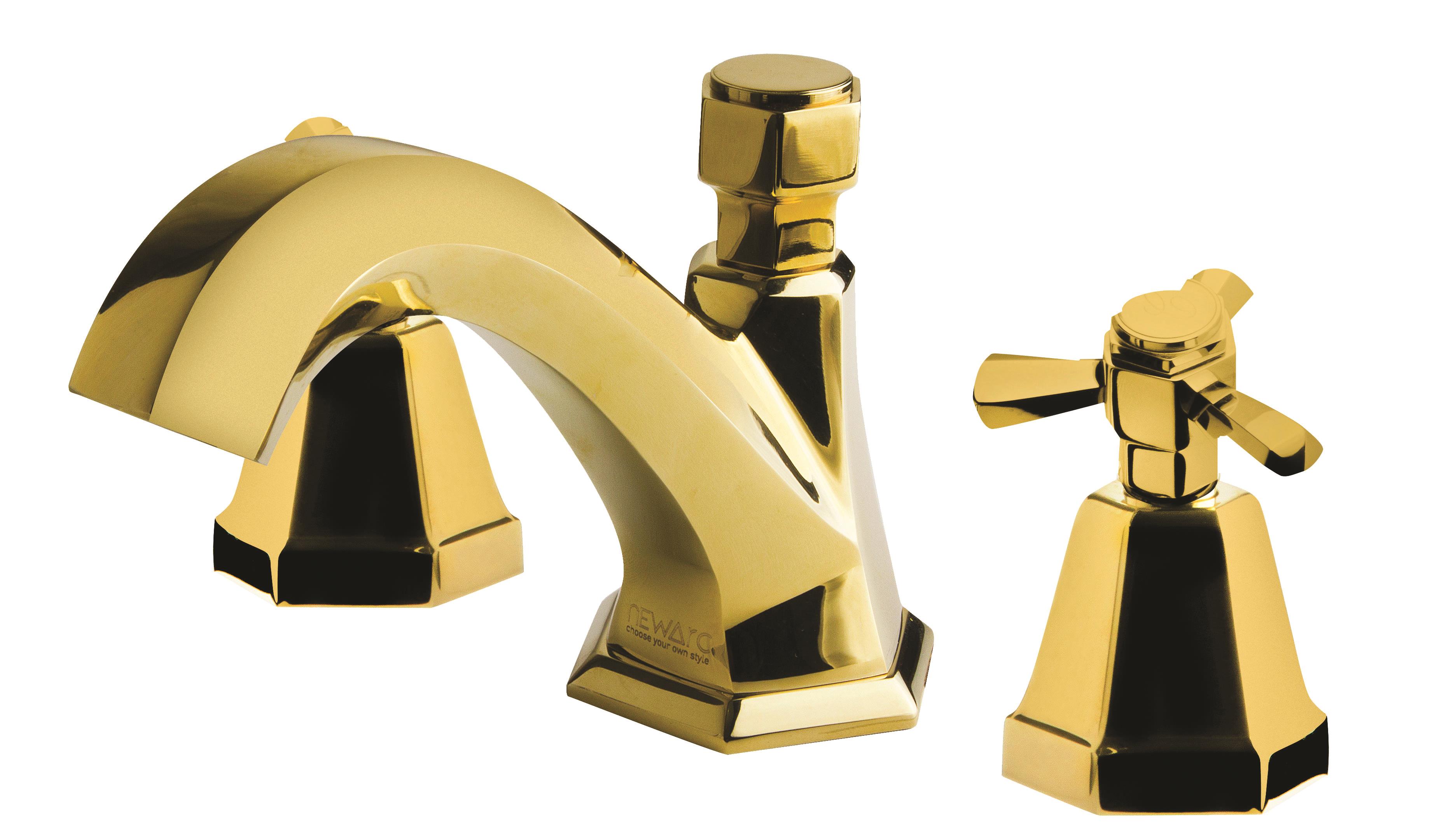 Newarc  Hexa Üç Delikli Lavabo Bataryası Altın 104578