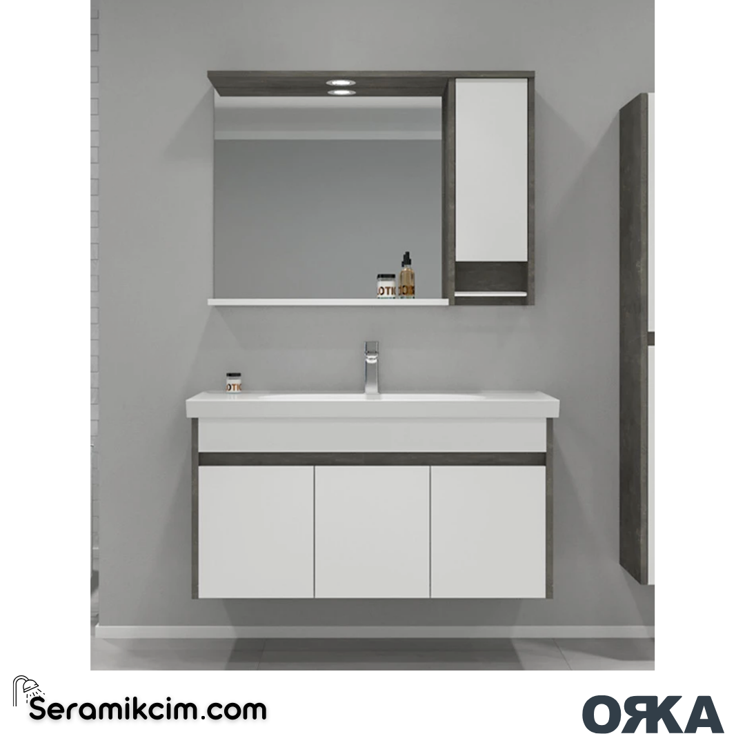 Orka Aydos 100cm Banyo Dolabı Set Irony Beyaz - ORK01.100.01.TKM