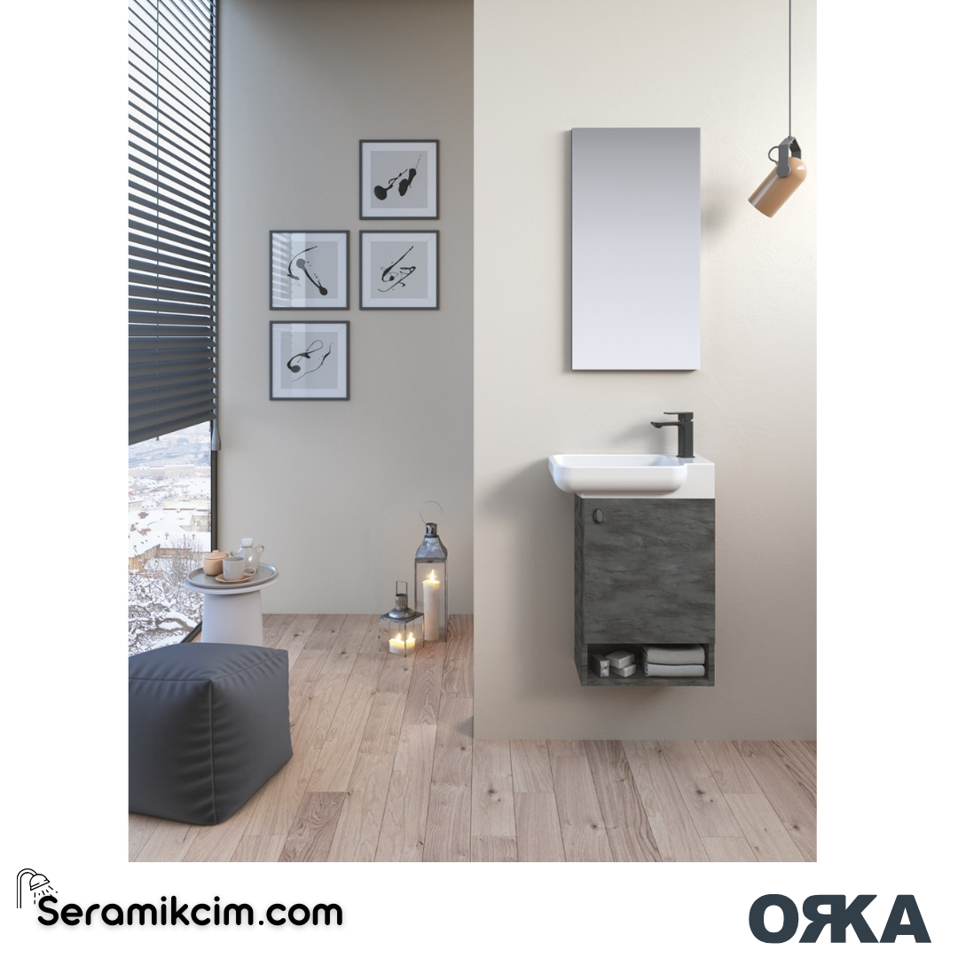 Orka Begonya 55cm Banyo Dolabı Set Irony - ORK024.55.01.TKM