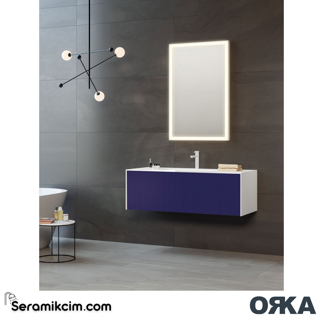 Orka Cube 120cm Banyo Dolabı Set Mat Lacivert - ORK030.120.04.TKM