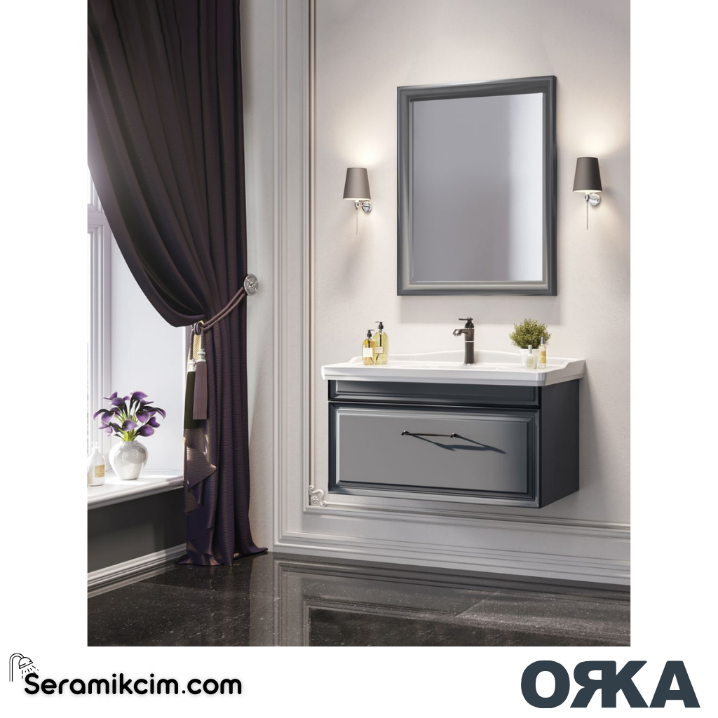 Orka Design 100cm Banyo Dolabı Set Mat Antrasit - ORK050.100.01.TKM