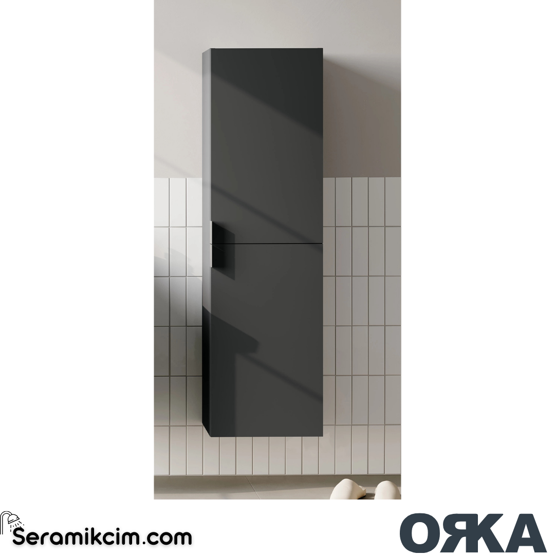 Orka Desna 40cm Boy Dolabı Set (Sağ-Sol) Mat Antrasit