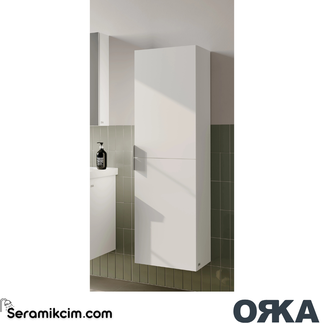 Orka Desna 40cm Boy Dolabı Set (Sağ-Sol) Mat Beyaz