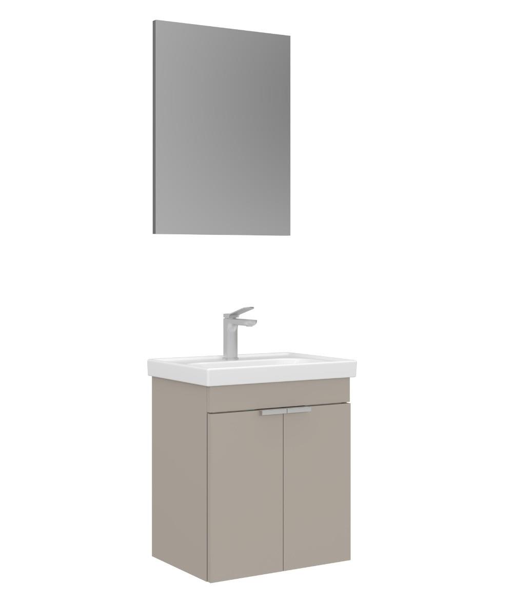 Orka Desna 50cm Asma Banyo Dolabı Set, Düz Ayna, Çöl Beji