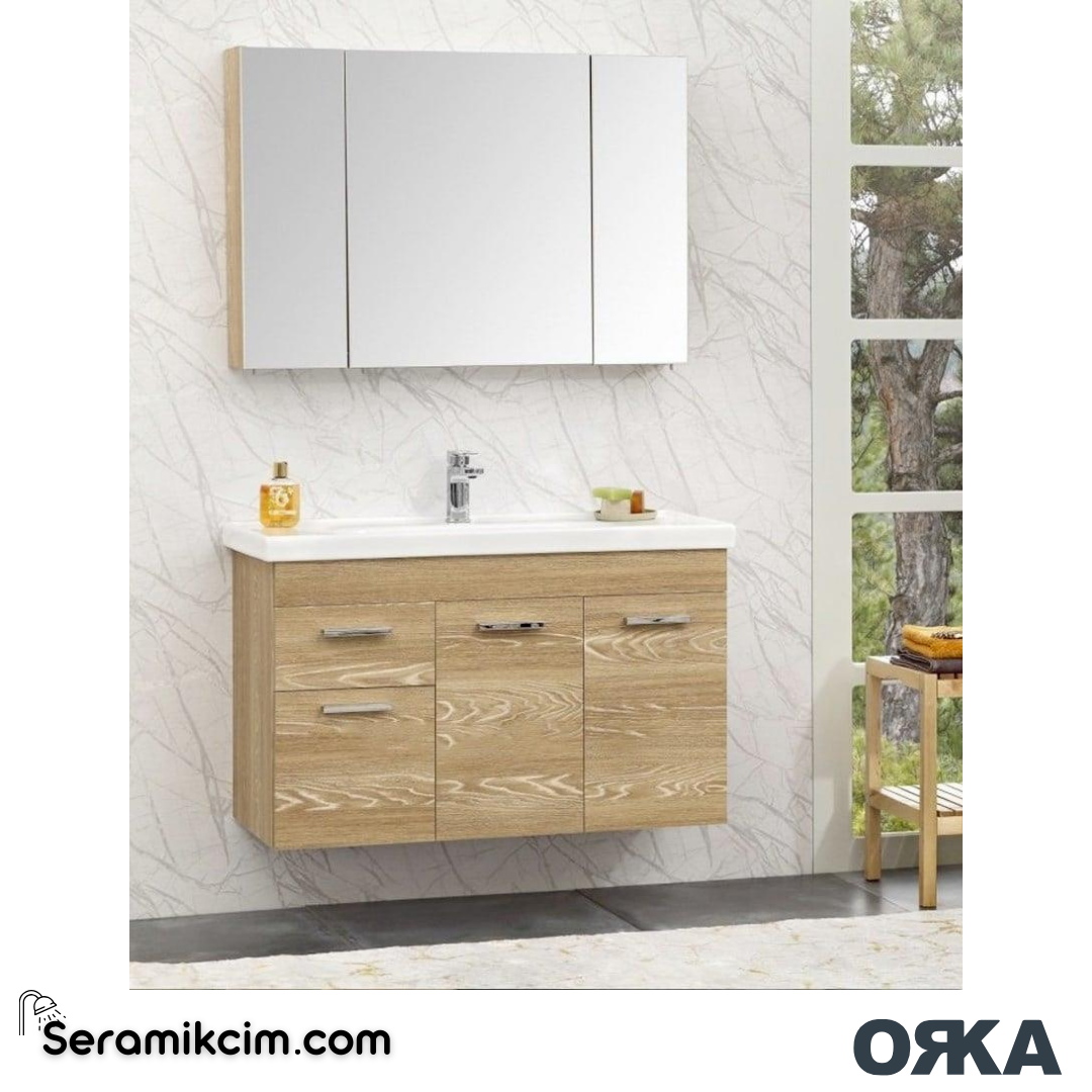Orka Enez 100cm Banyo Dolabı Set Livana - ORK060.100.03.TKM