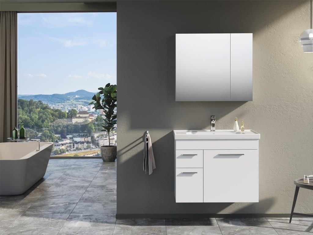 Orka Enez 80cm Beyaz Banyo Dolabı Set