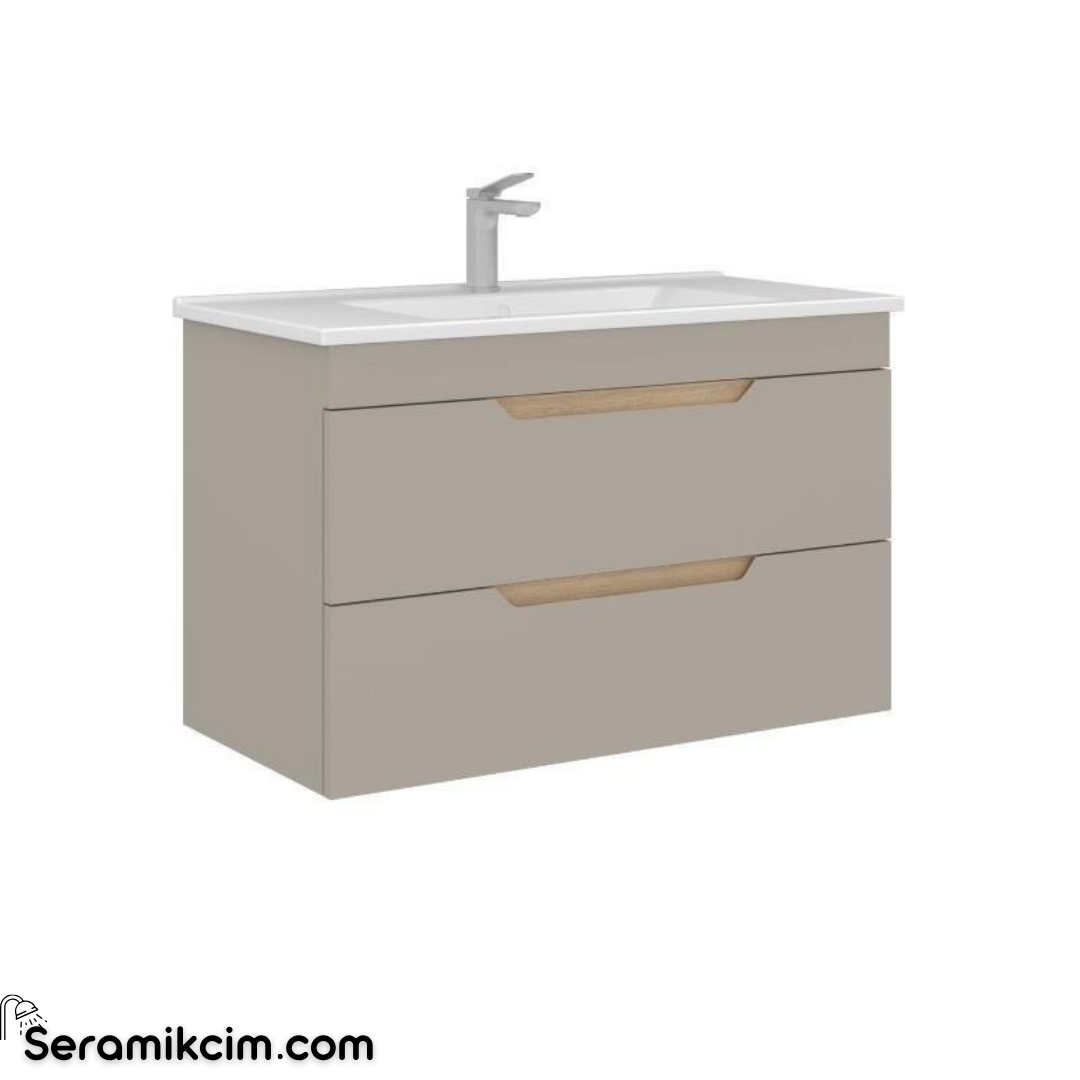 Orka Lena 80cm Alt Modül Çift Çekmeceli Mat Çöl Beji