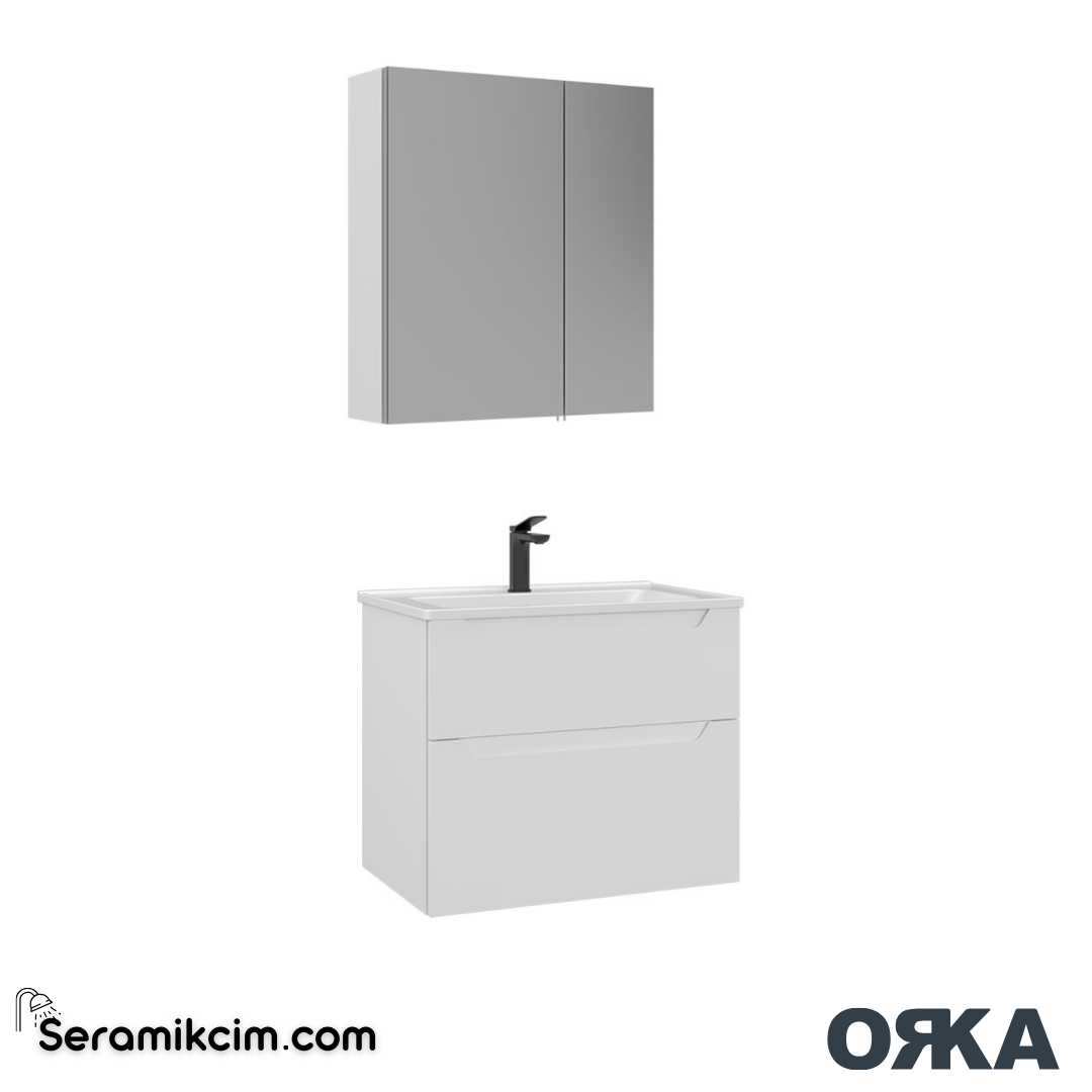 Orka Messina 65cm Banyo Dolabı Dolaplı Ayna Set Mat Beyaz - ORK166.65.02.TKM