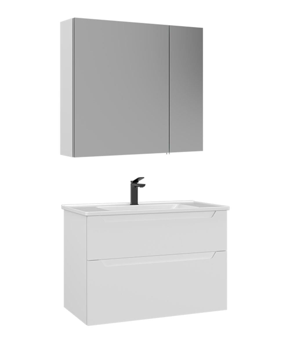 Orka Messina 85cm Banyo Dolabı Dolaplı Ayna Set Mat Kaşmir