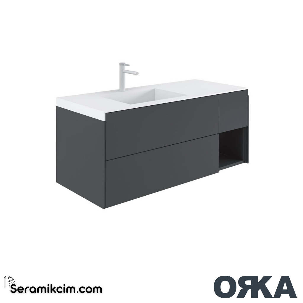 Orka Milano 120cm Banyo Dolabı Set Mat Antrasit - ORK162.120.01.TKM