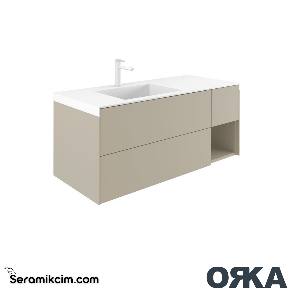 Orka Milano 140cm Banyo Dolabı Set Mat Vizon - ORK162.140.05.TKM