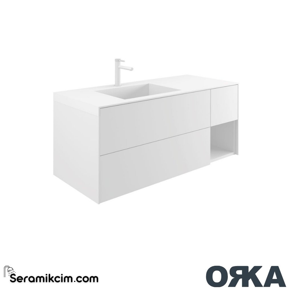 Orka Milano 140cm Banyo Dolabı Set Mat Beyaz - ORK162.140.02.TKM