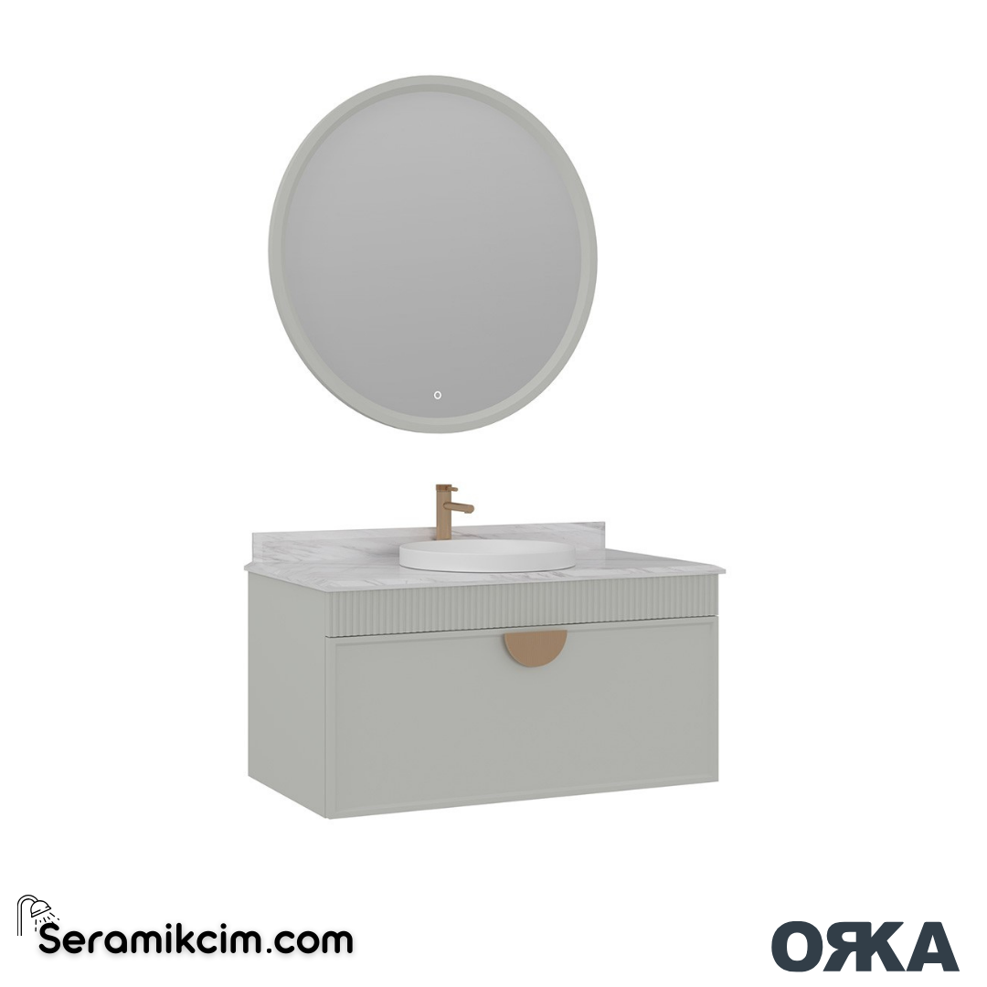 Orka Molino 100cm Banyo Dolabı Set Mat Kaşmir Altın Kulp - ORK16.100.04.TKM