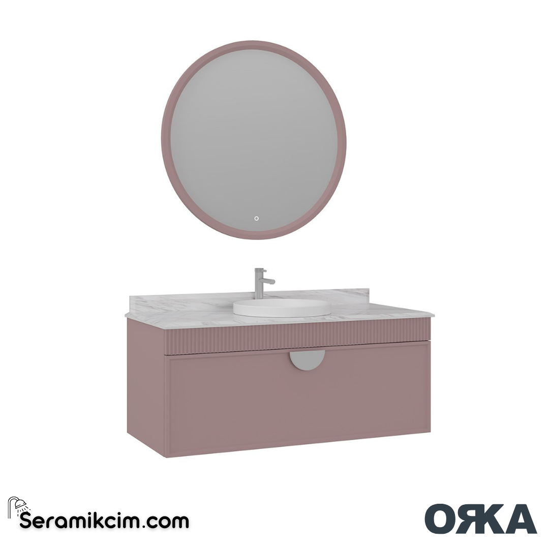 Orka Molino 120cm Banyo Dolabı Set Mat Pudra Krom Kulp - ORK161.120.05.TKM