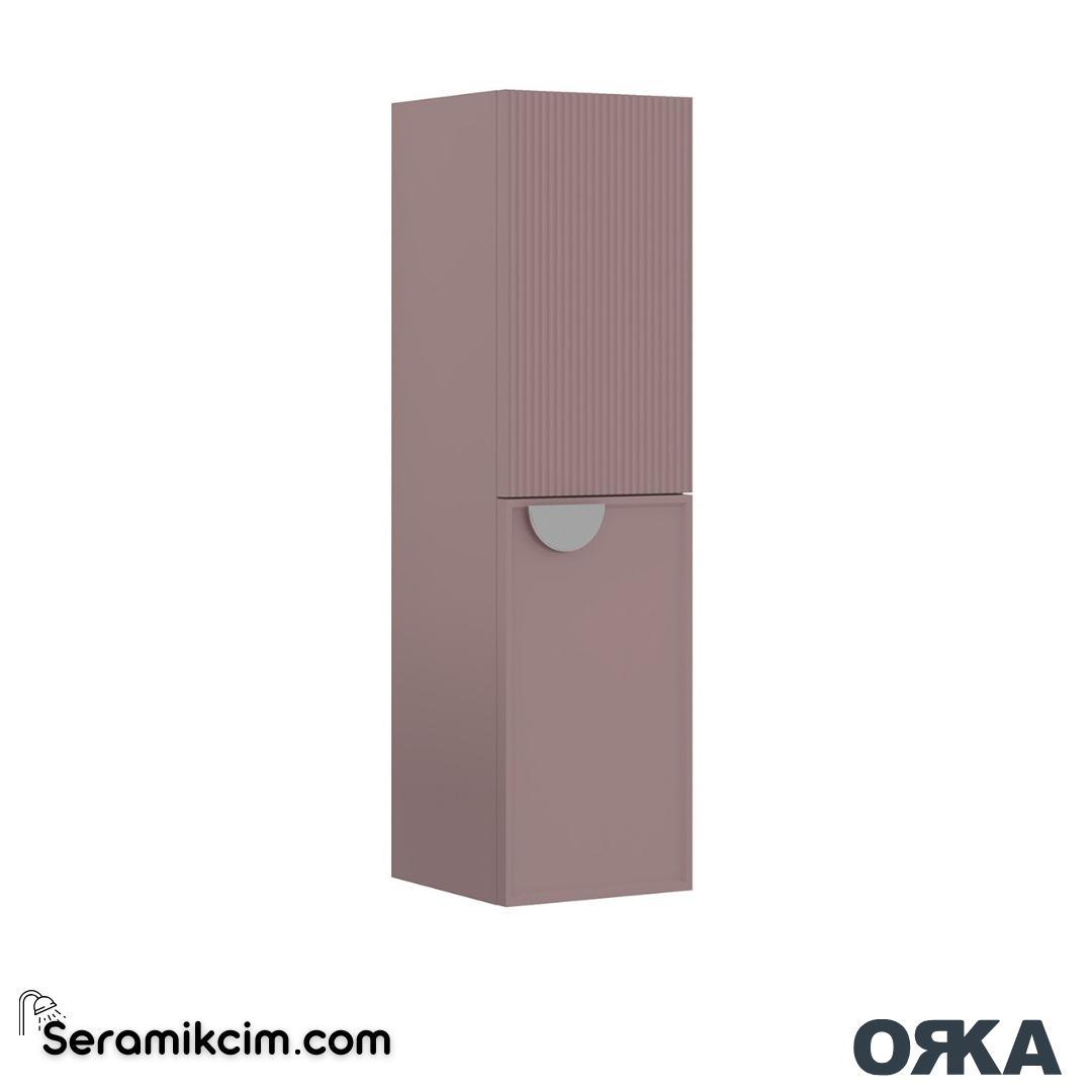 Orka Molino 40cm Açık Raflı Boy Dolabı Krom Kulp Sol Mat Pudra - ORK.BYD1046