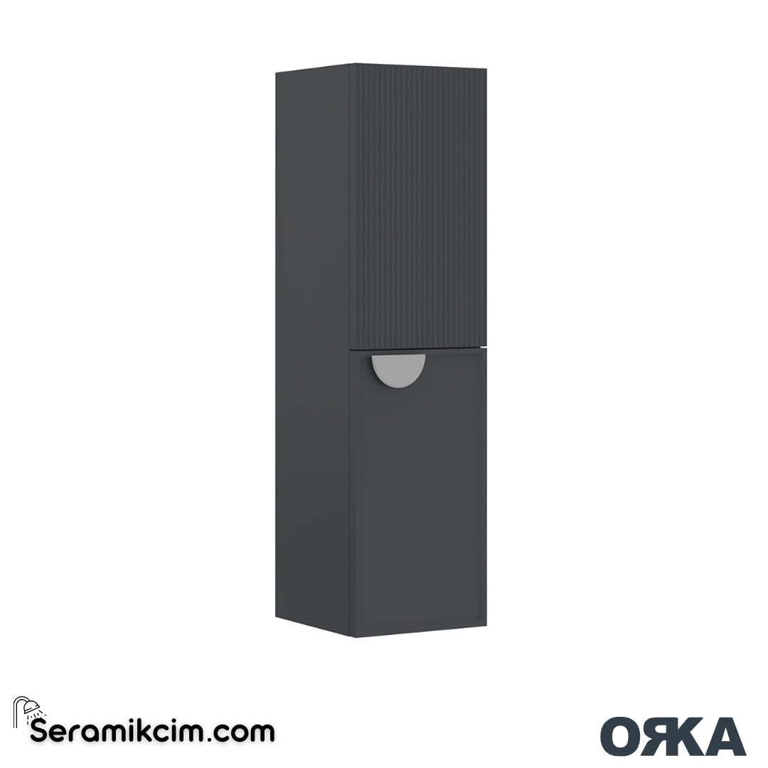 Orka Molino 40cm Açık Raflı Boy Dolabı Krom Kulp Sol Mat Gri - ORK.BYD1044