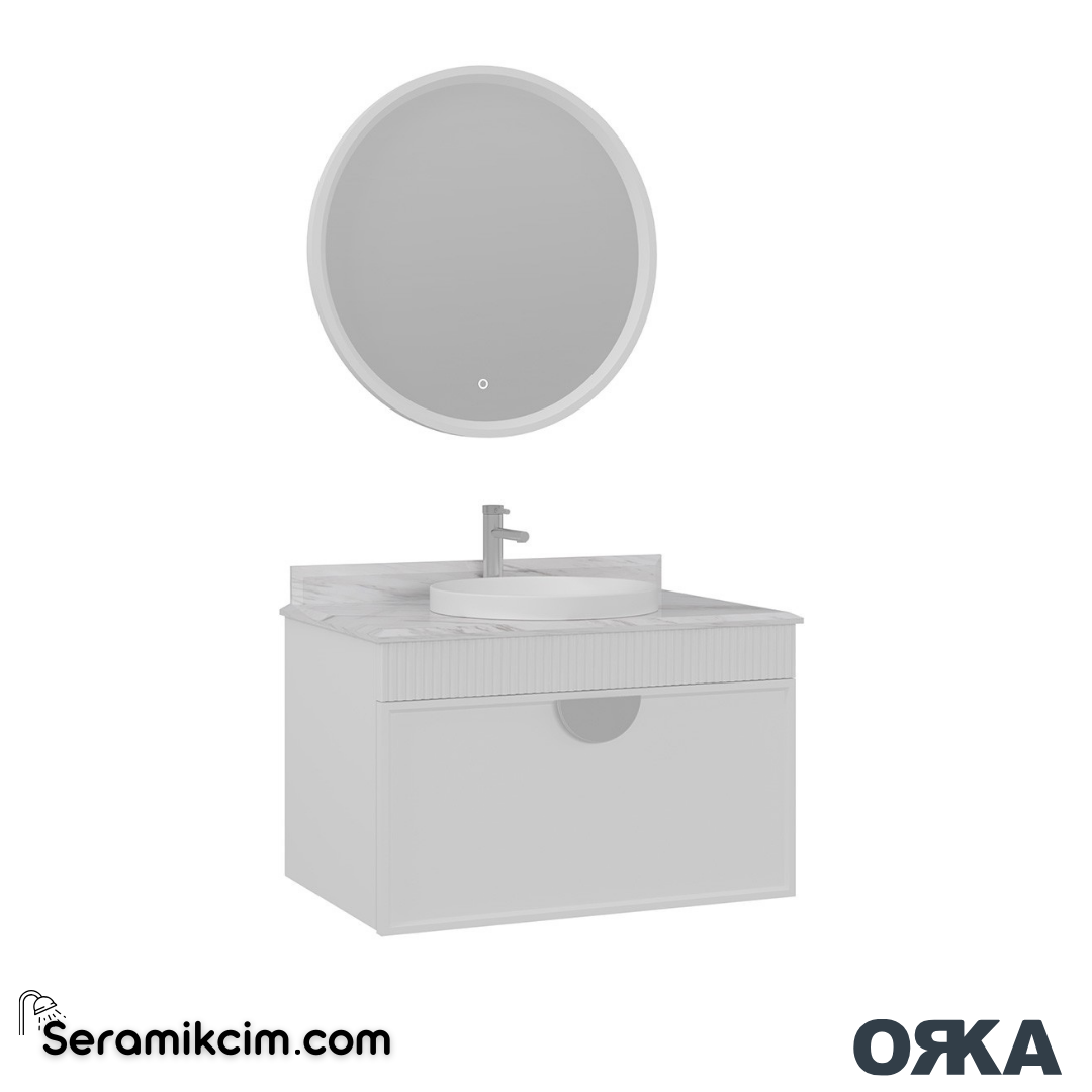 Orka Molino 80cm Banyo Dolabı Set Mat Beyaz Krom Kulp - ORK161.80.02.TKM