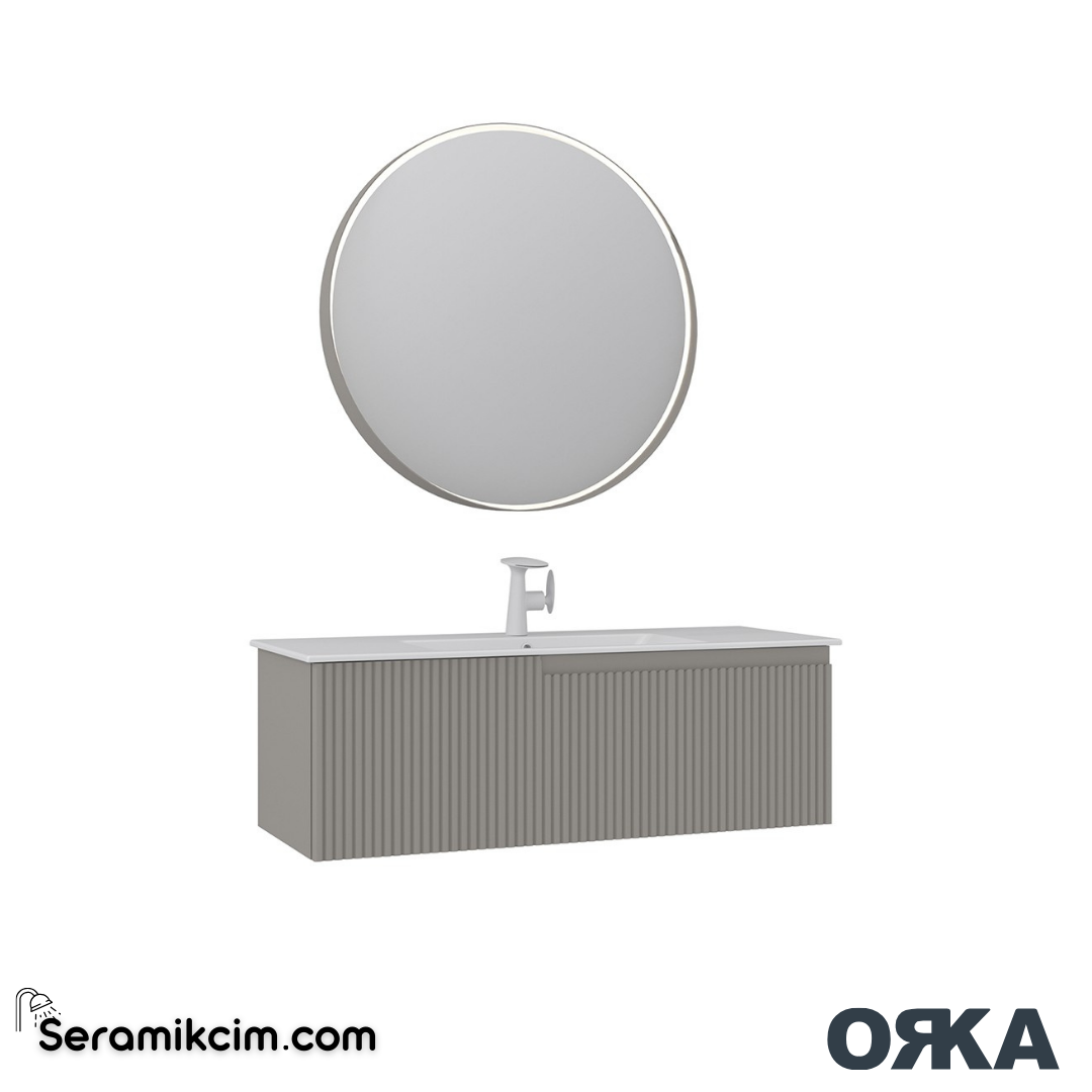 Orka Moonlight 120cm Banyo Dolabı Set Tek Çekmeceli Mat Vizon - ORK163.120.06.TKM