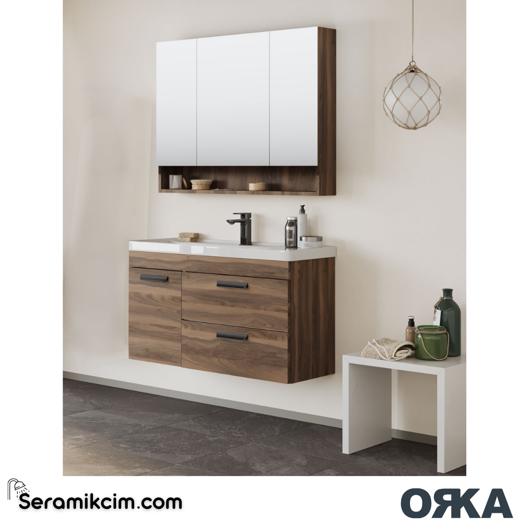 Orka Nova 100cm Banyo Dolabı Set Ella - ORK172.100.03.TKM