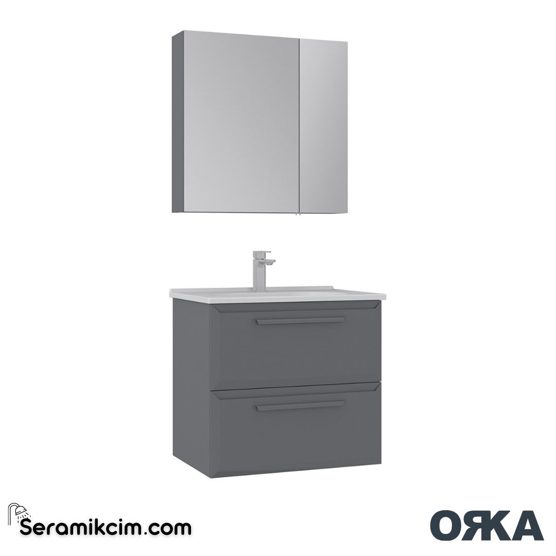 Orka Nuvola 65cm Banyo Dolabı Set Parlak Gri - ORK17.65.03.TKM