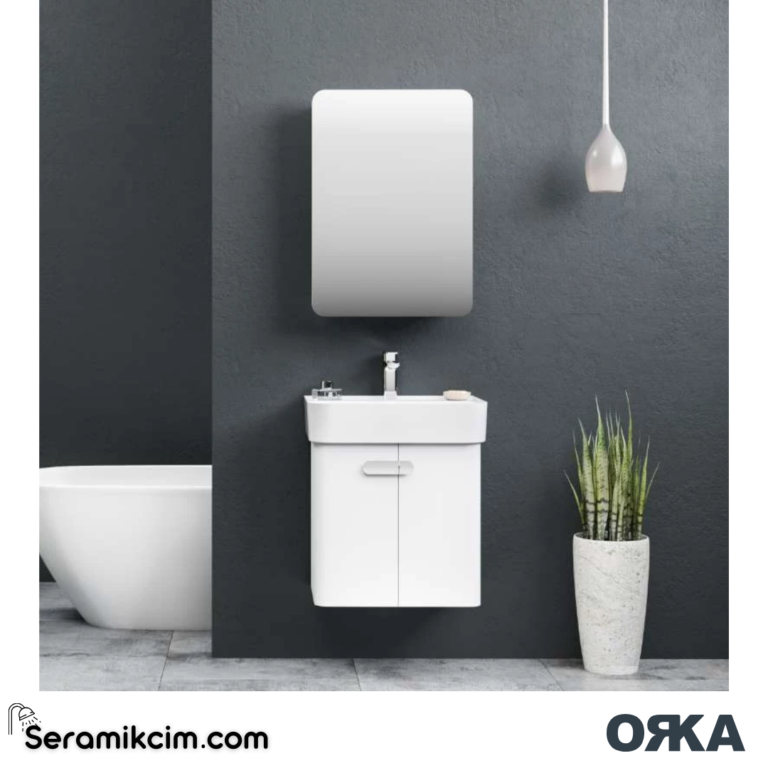 Orka Orbit 50cm Banyo Dolabı Set Parlak Beyaz - ORKA.ORBT50