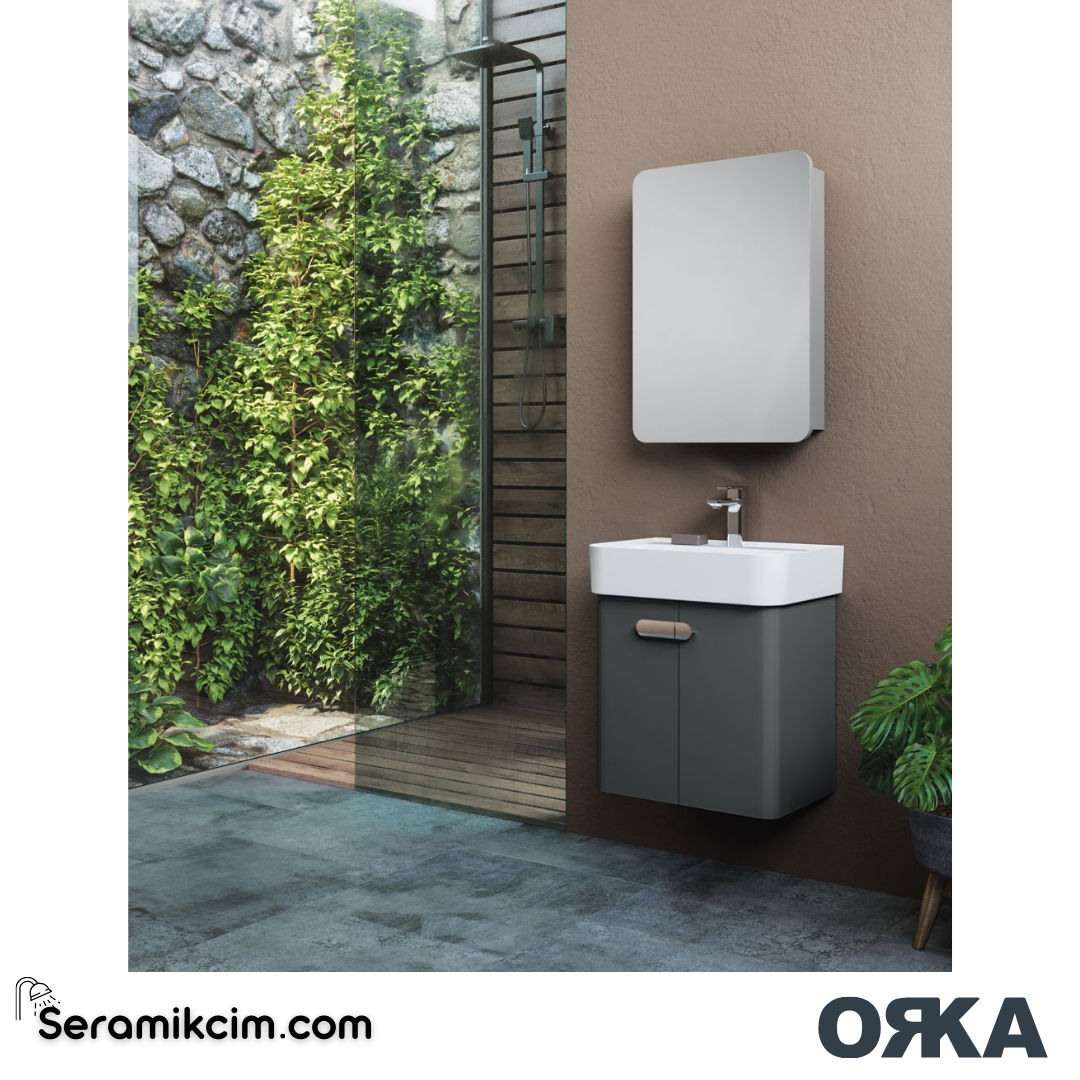 Orka Orbit 55cm Banyo Dolabı Set Parlak Antrasit - ORK180.55.01.TKM