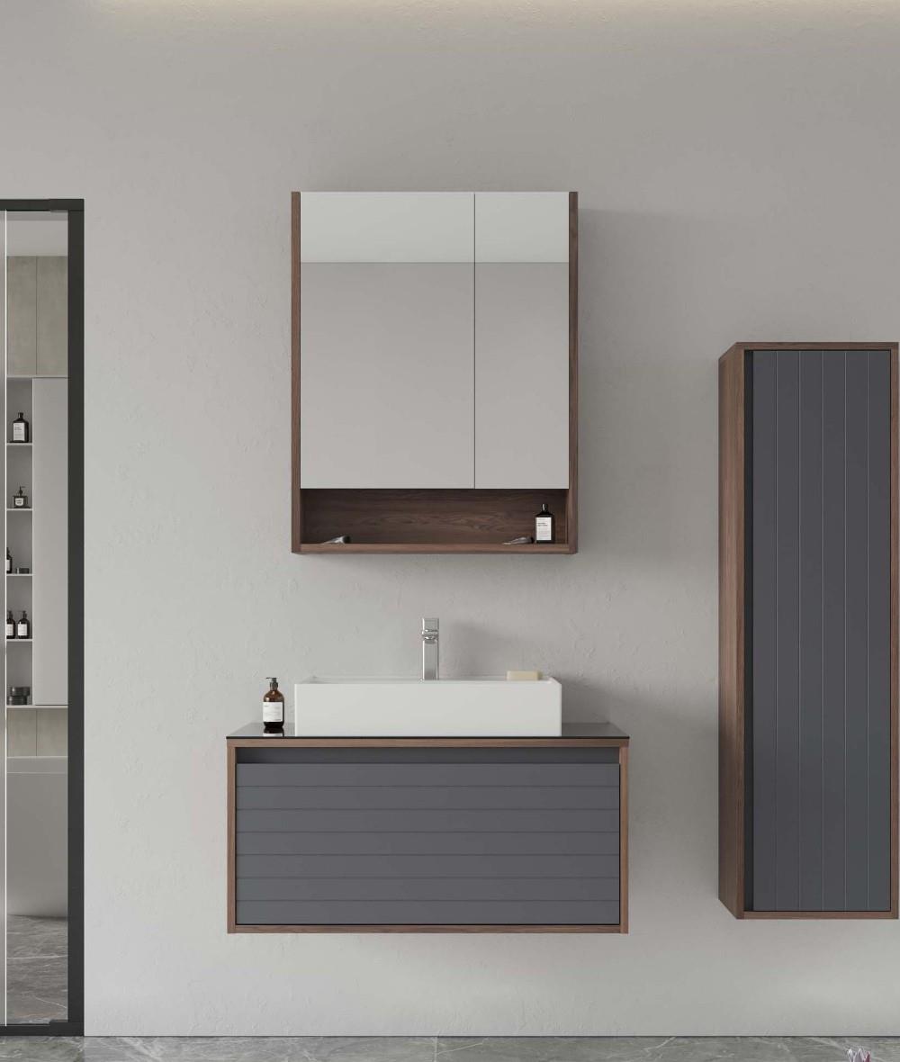 Orka Prato 80cm Banyo Dolabı Set Navaro / Mat Antrasit