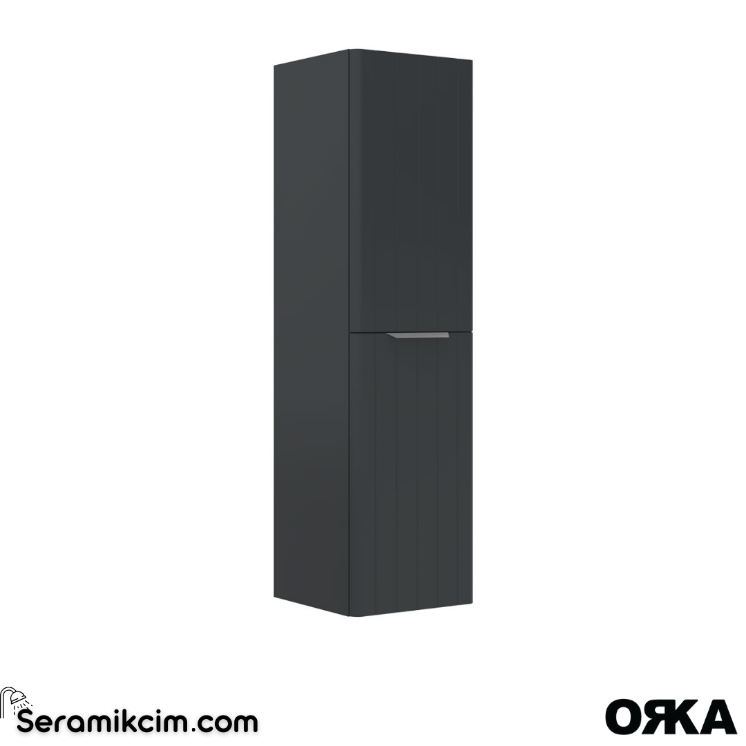 Orka Procida 40cm Boy Dolabı Sağ (Krom Detay) Mat Antrasit