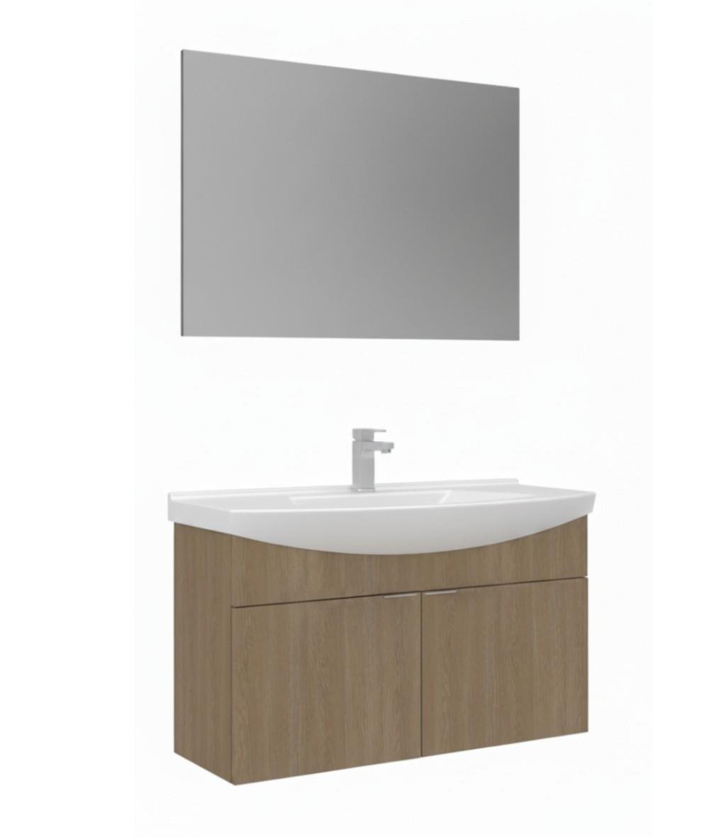 Orka Purus 100cm Asma Banyo Dolabı Set Kapaklı Düz Aynalı Budva