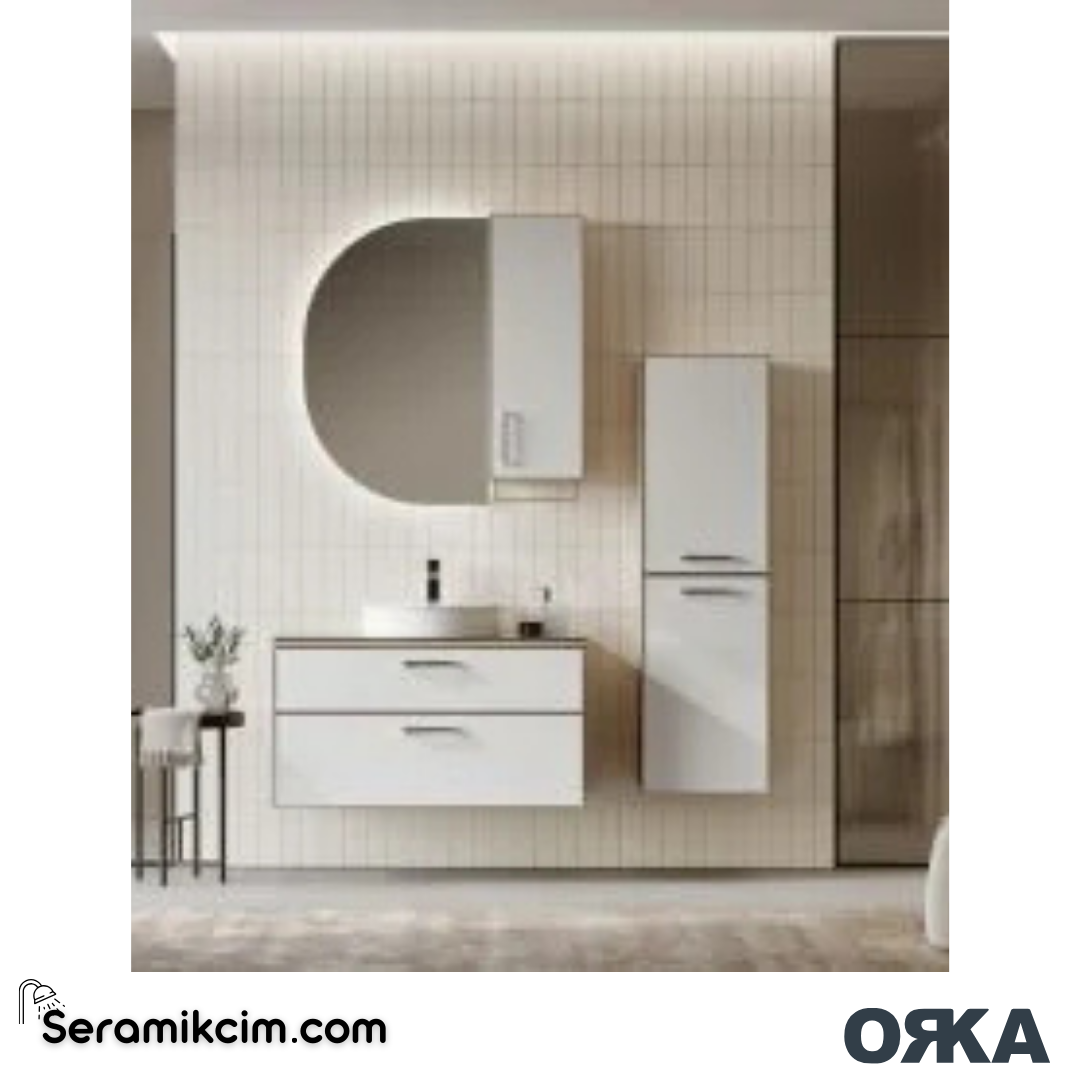 Orka Salerno 40cm Boy Dolabı (Sağ-Sol) Mat Krom Kulp Legnano / Mat Beyaz - ORK.BYD1162