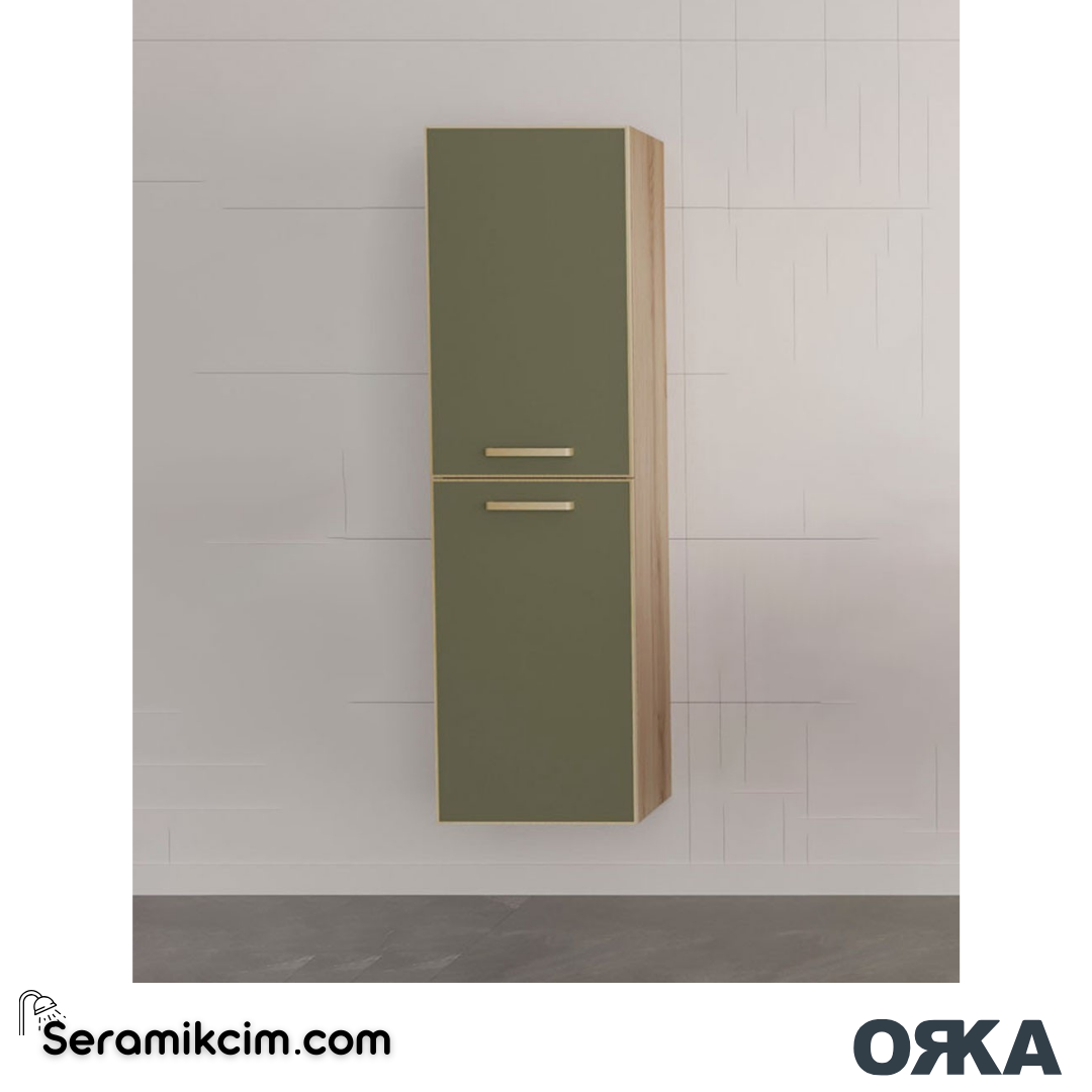 Orka Salerno 40cm Boy Dolabı (Sağ-Sol) Mat Altın Kulp Legnano / Mat Sardunya - ORK.BYD1160