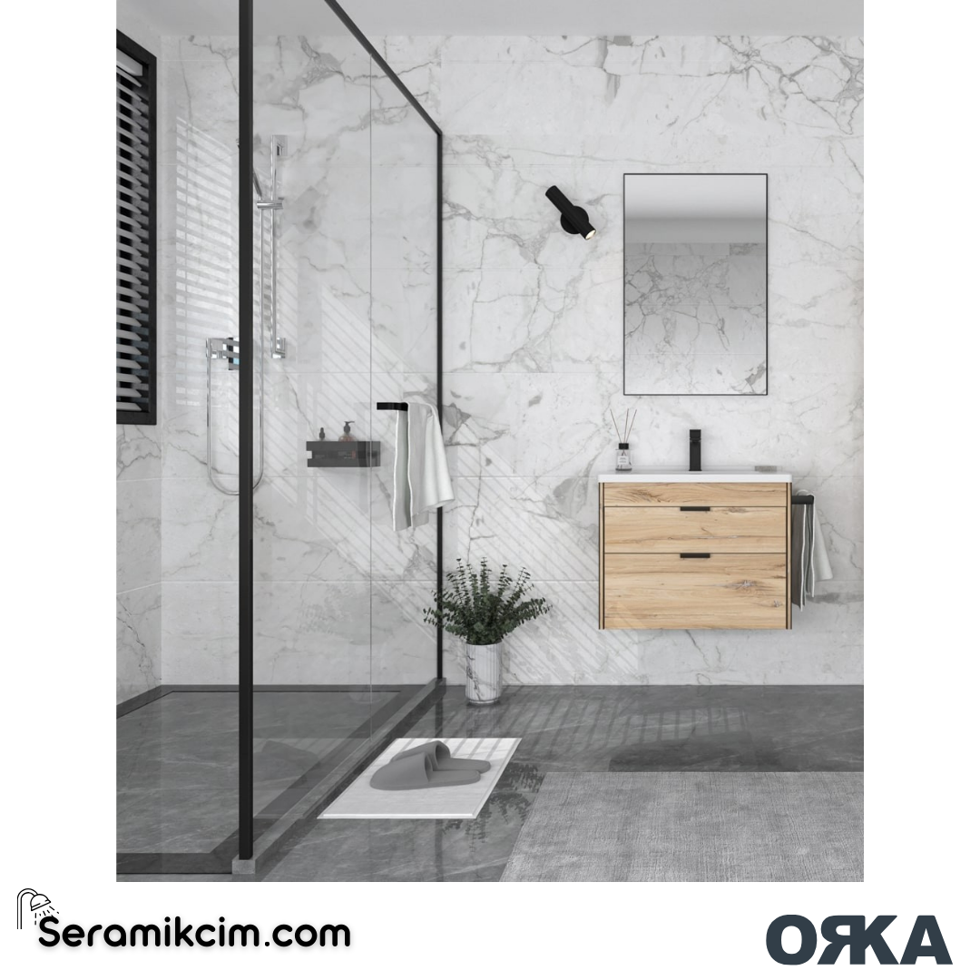 Orka Trio 80cm Asma Banyo Dolabı Set Çekmeceli Senza - ORK243.80.02.TKM