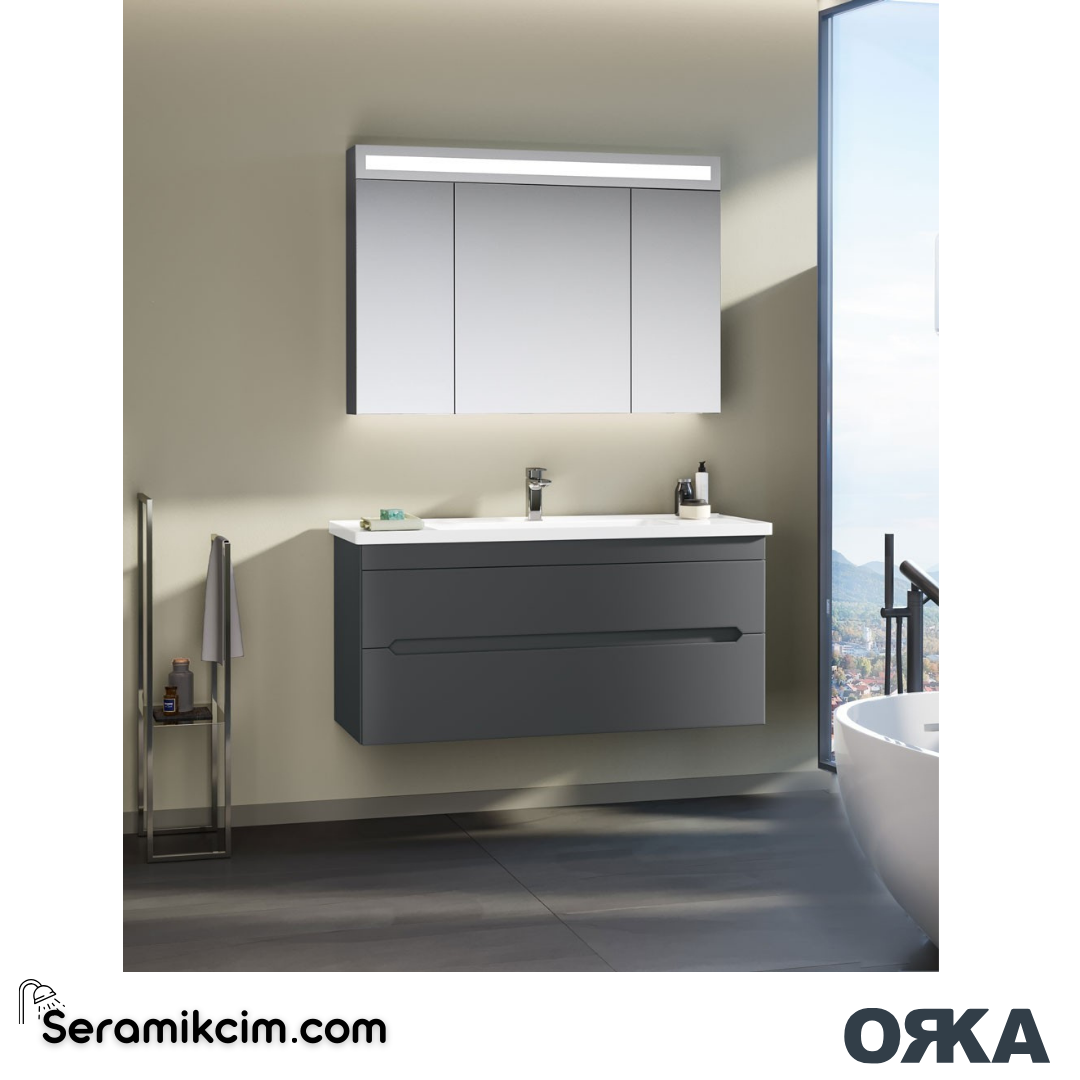 Orka Varna 100cm Banyo Dolabı Set Mat Gri - ORK270.100.03.TKM