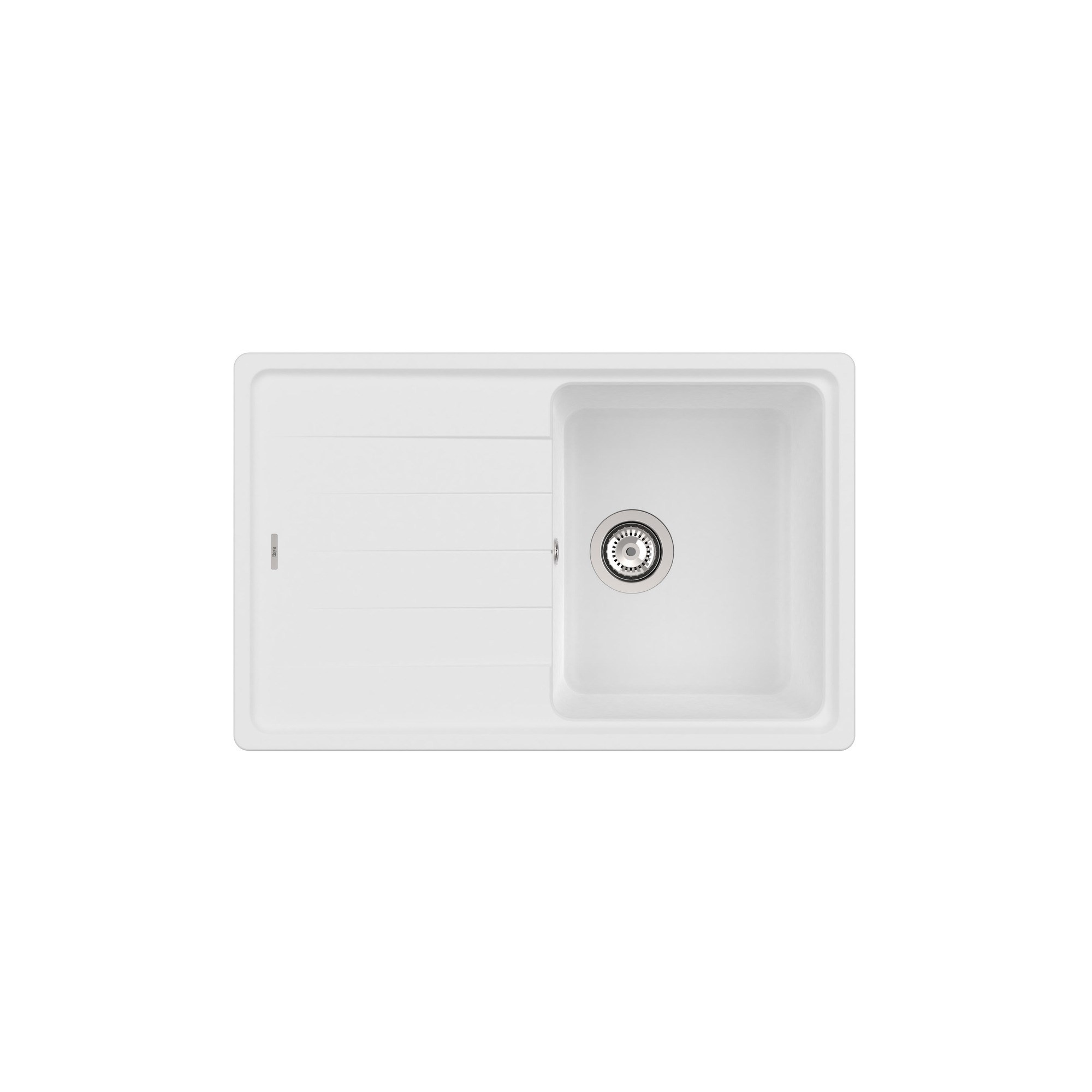 Roca Bergen QUARZEX® Tek Gözlü ve Damlalıklı Eviye Beyaz, 780 x 500 mm A880180020