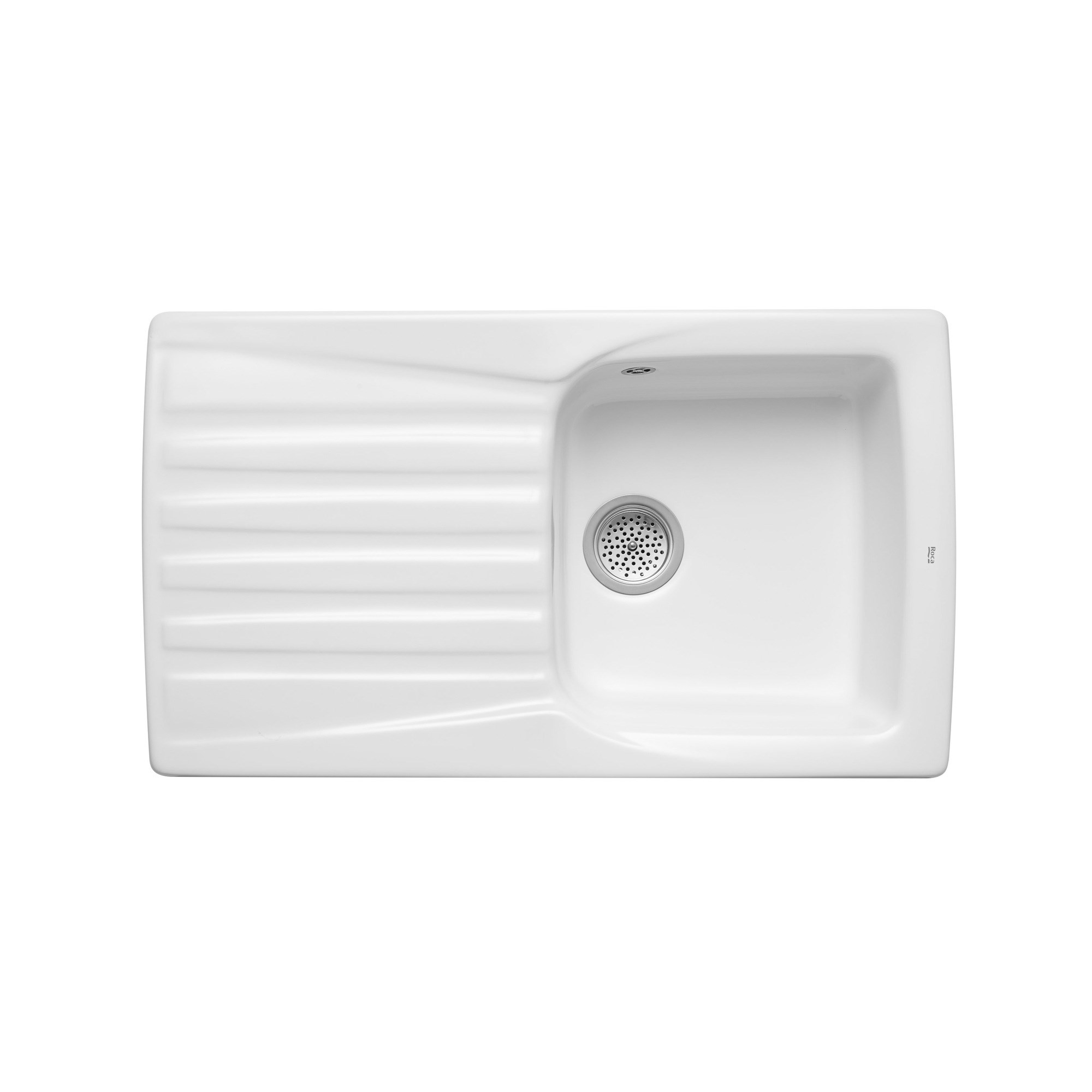 Roca Beverly Tek Gözlü ve Damlalıklı Seramik Eviye, 840 x 500 mm A366067000
